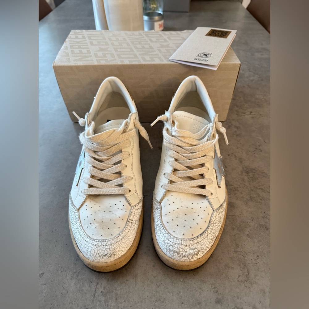 Golden Goose Ball Star with metallic leather star and glitter heel tab